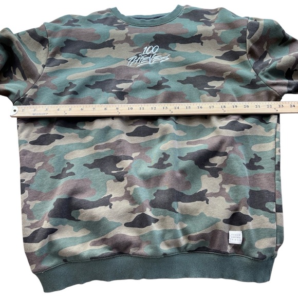 100 THIEVES WOODLAND CREWNECK CAMO Sweatshirt Sz M - Picture 8 of 11